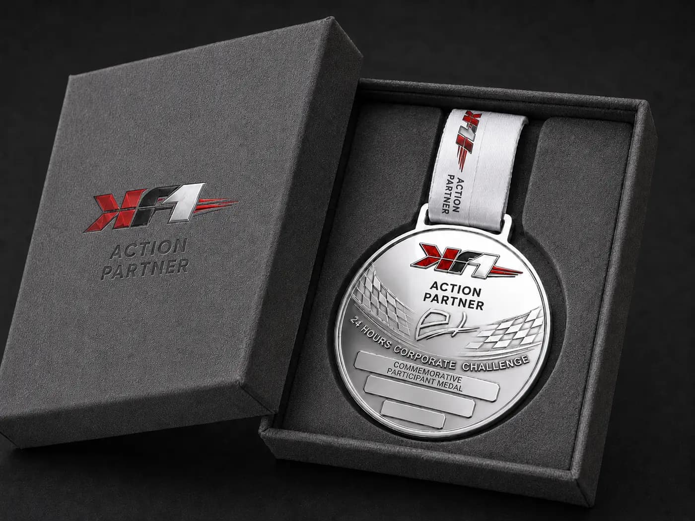 The KF1 driver medal in its presentation box