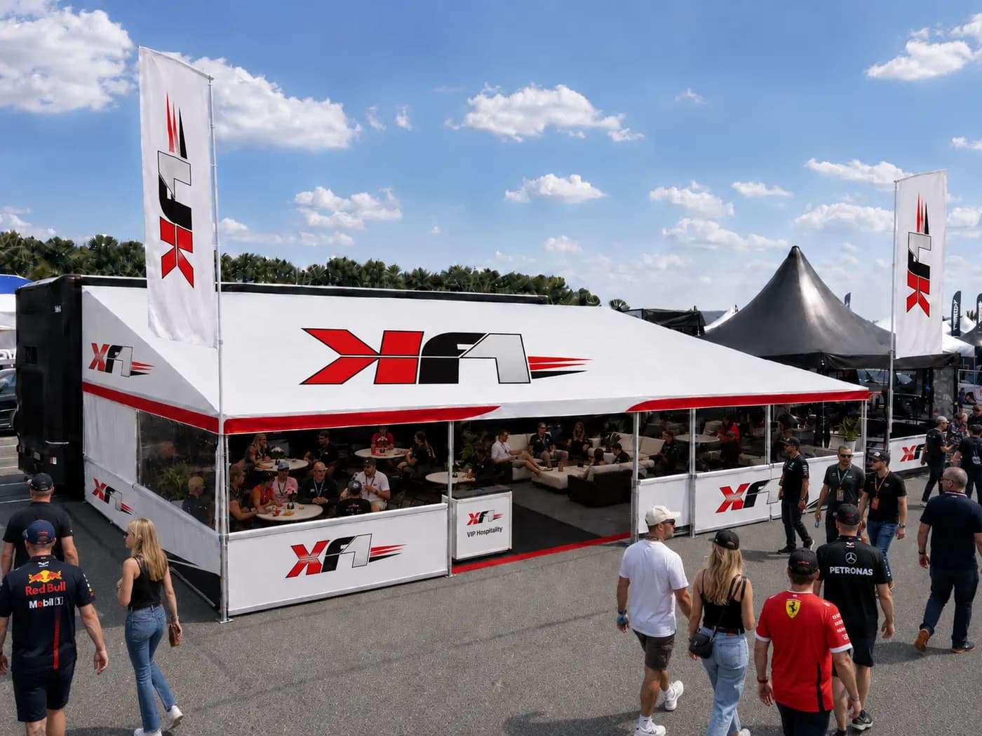 The KF1 hospitality tent in the paddock