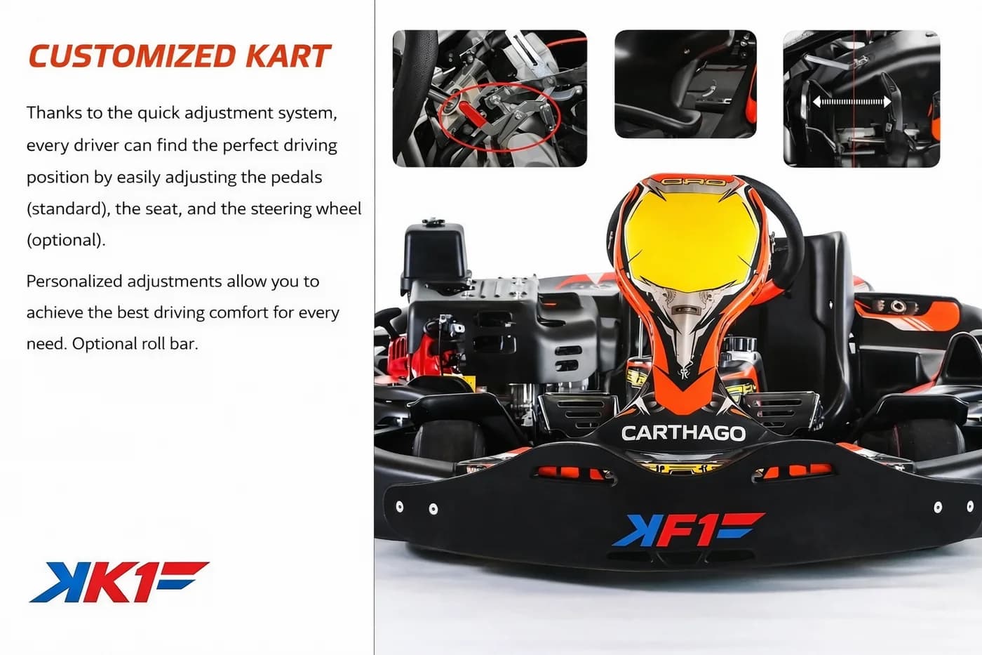 Kart endurance KF1 Carthago, tre quarti anteriore